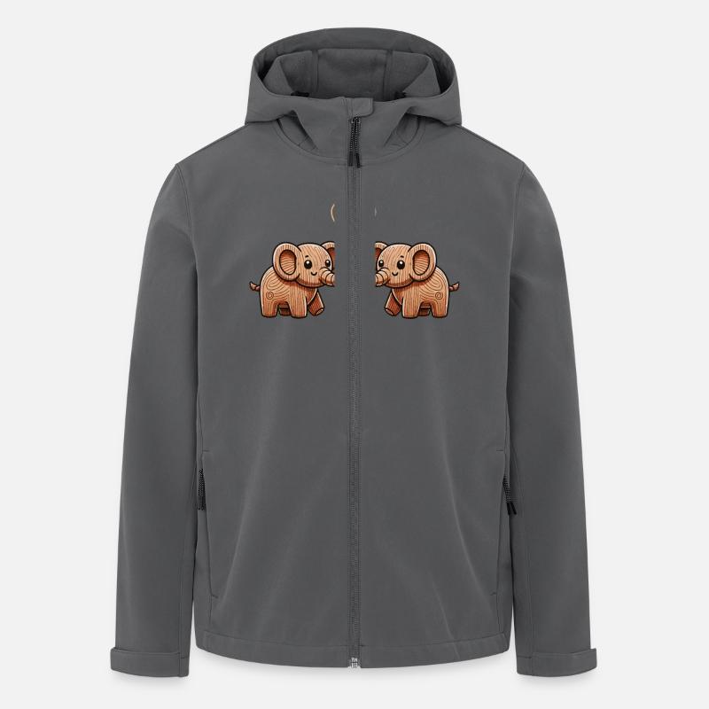 Couple d’éléphants en bois - Veste softshell homme en polyester recyclé Stanley/Stella - charbon