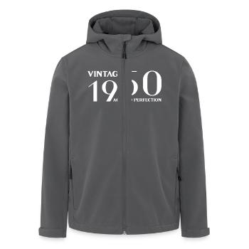 Jahrgang 1950 bis zur Perfektion gereift - Recycelte Männer Softshell-Jacke von Stanley/Stella - Anthrazit - Vorne - AI Model Male 185 light (185cm)