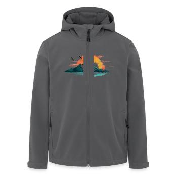 Abstrakte Berglandschaft im Sonnenuntergang - Recycelte Männer Softshell-Jacke von Stanley/Stella - Anthrazit - Vorne - AI Model Male 185 light (185cm)