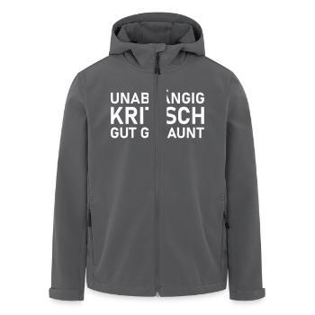 unabhaengig kritisch gutgelaunt pfad weiss - Recycelte Männer Softshell-Jacke von Stanley/Stella - Anthrazit - Vorne - AI Model Male 185 light (185cm)
