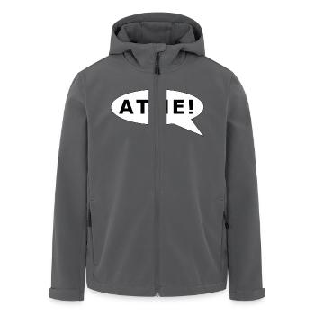 ATME! Schprechblase schwarz auf weiß - Recycelte Männer Softshell-Jacke von Stanley/Stella - Anthrazit - Vorne - AI Model Male 185 light (185cm)