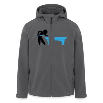 Ein Billardspieler steht am Billardtisch - Recycelte Männer Softshell-Jacke von Stanley/Stella - Anthrazit - Vorne - AI Model Male 185 light (185cm)