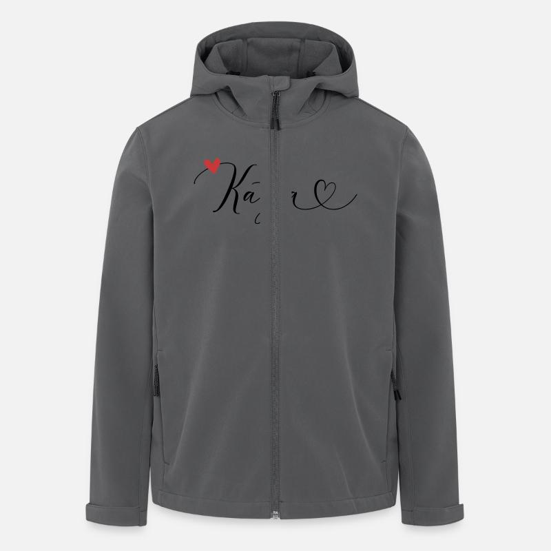 Katja Nom Prénom Calligraphie Coeur - Veste softshell homme en polyester recyclé Stanley/Stella - charbon
