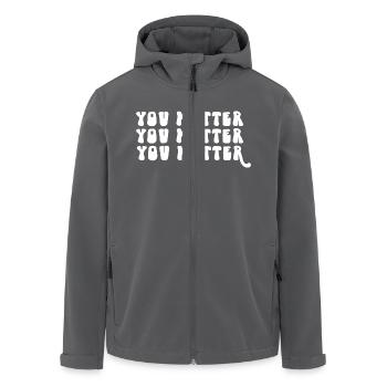 Du bist wichtig Positive Affirmation Motivation - Recycelte Männer Softshell-Jacke von Stanley/Stella - Anthrazit - Vorne - AI Model Male 185 light (185cm)