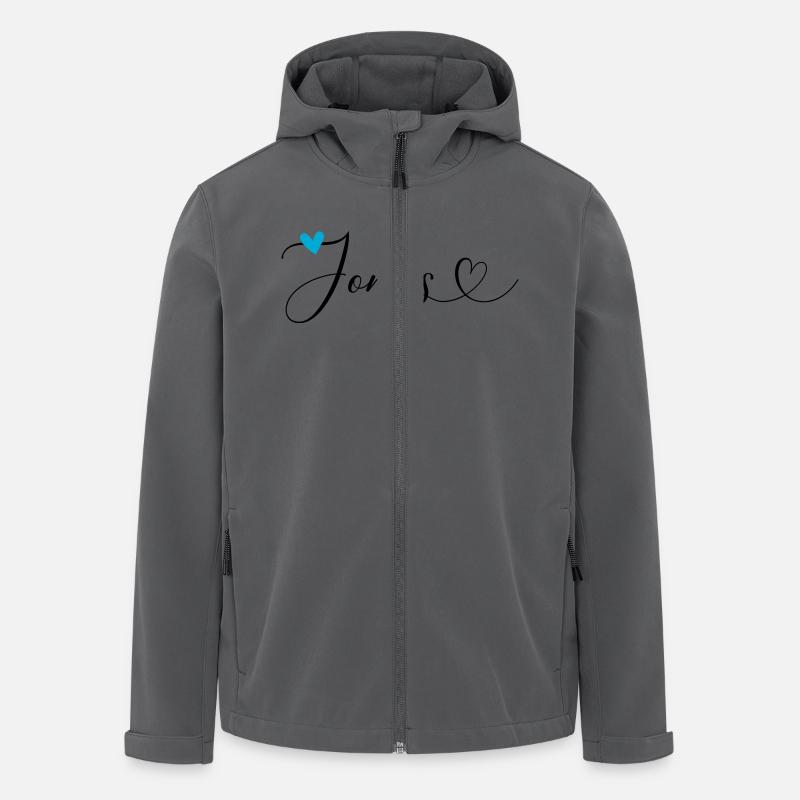 Jonas Nom Prénom Calligraphie Coeur - Veste softshell homme en polyester recyclé Stanley/Stella - charbon