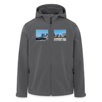 Panoramablick auf die Skyline von Montreal vom Hafen aus - Recycelte Männer Softshell-Jacke von Stanley/Stella - Anthrazit - Vorne - AI Model Male 185 light (185cm)