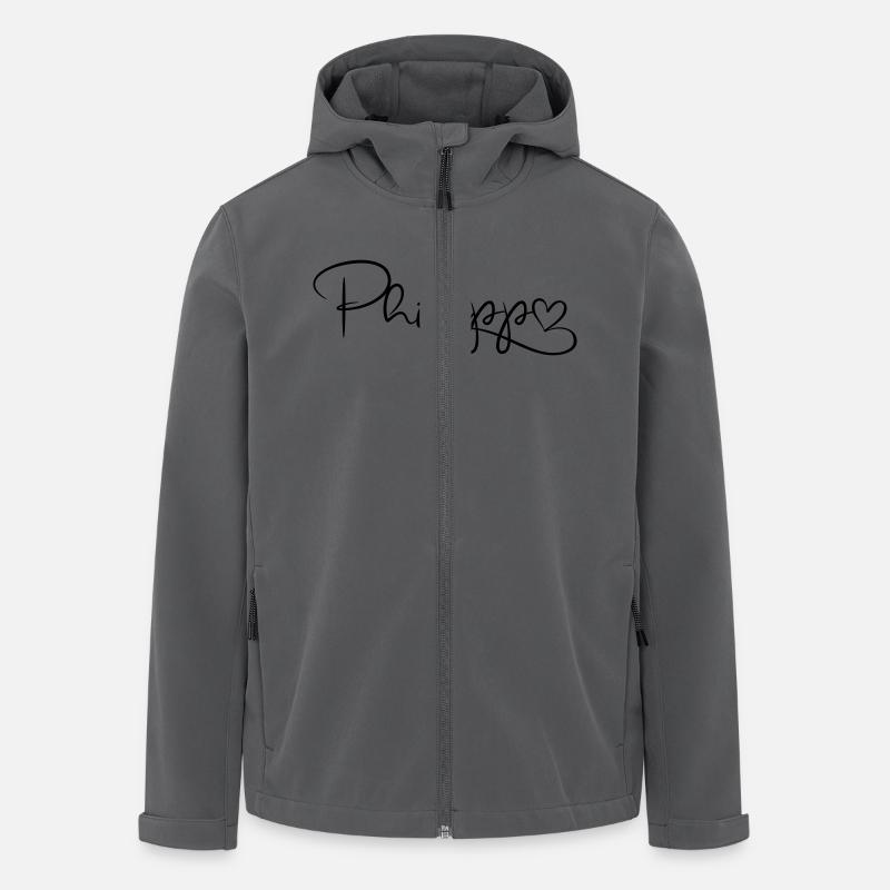 Philipp Name Vorname Herzdekor - Recycelte Männer Softshell-Jacke von Stanley/Stella - Anthrazit