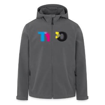 Typo in CMYK - Recycelte Männer Softshell-Jacke von Stanley/Stella - Anthrazit - Vorne - AI Model Male 185 light (185cm)