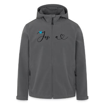 Joshua Last name First name Calligraphy heart - Men’s Recycled Softshell Jacket by Stanley/Stella - anthracite - Front - AI Model Male 185 light (185cm)