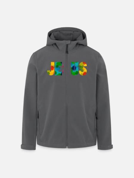 Jesus - Colourful - Recycelte Männer Softshell-Jacke von Stanley/Stella - Anthrazit