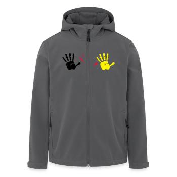 Handabdruck Trio - Recycelte Männer Softshell-Jacke von Stanley/Stella - Anthrazit - Vorne - AI Model Male 185 light (185cm)