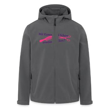 Mit Kamm und Schere für die Ehre - Recycelte Männer Softshell-Jacke von Stanley/Stella - Anthrazit - Vorne - AI Model Male 185 light (185cm)