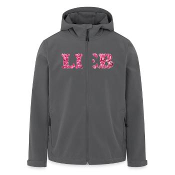 Lieb mit Rosenblättern geschrieben - Recycelte Männer Softshell-Jacke von Stanley/Stella - Anthrazit - Vorne - AI Model Male 185 light (185cm)
