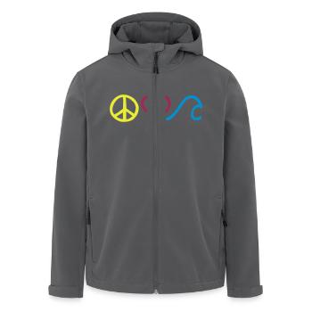 Peace • Love • Surf • Symbole horizontal - Recycelte Männer Softshell-Jacke von Stanley/Stella - Anthrazit - Vorne - AI Model Male 185 light (185cm)