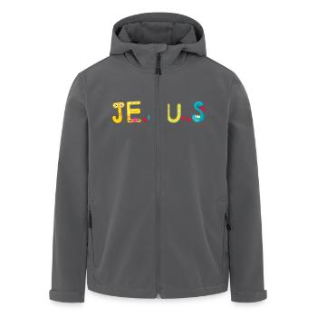 Jesus - Recycelte Männer Softshell-Jacke von Stanley/Stella - Anthrazit - Vorne - AI Model Male 185 light (185cm)