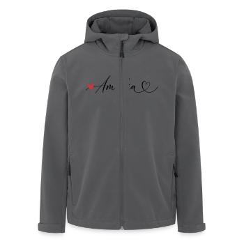 Amalia Last name First name Calligraphy heart - Men’s Recycled Softshell Jacket by Stanley/Stella - anthracite - Front - AI Model Male 185 light (185cm)