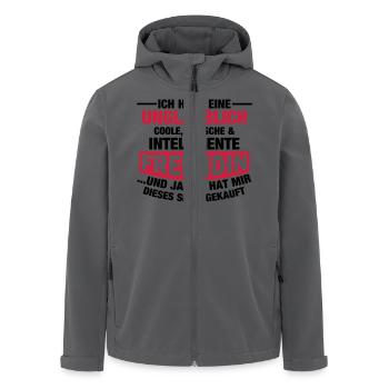 Coole, hübsche & intelligente Freundin - Recycelte Männer Softshell-Jacke von Stanley/Stella - Anthrazit - Vorne - AI Model Male 185 light (185cm)