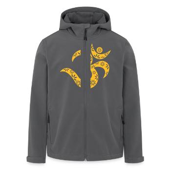 OM Mantra Symbol, Blumen, Muster, Aum, Buddhismus, - Recycelte Männer Softshell-Jacke von Stanley/Stella - Anthrazit - Vorne - AI Model Male 185 light (185cm)