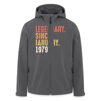 Legendary Since January 1979 - 40. Geburtstag Bday - Recycelte Männer Softshell-Jacke von Stanley/Stella - Anthrazit - Vorne - AI Model Male 185 light (185cm)