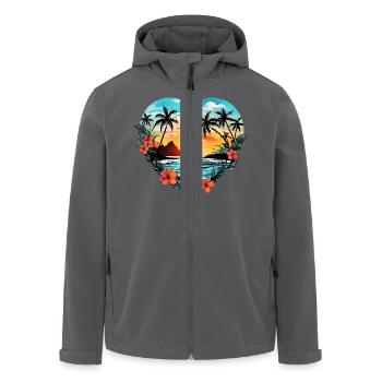 Palmen auf der Sommerinsel - Recycelte Männer Softshell-Jacke von Stanley/Stella - Anthrazit - Vorne - AI Model Male 185 light (185cm)