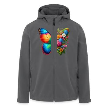 Bunter Schmetterling, von der Natur inspirierte Sommerstimmungen - Recycelte Männer Softshell-Jacke von Stanley/Stella - Anthrazit - Vorne - AI Model Male 185 light (185cm)
