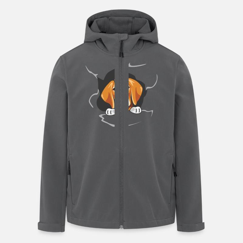 Foxhound guckt durch zerrissenes Papier - Recycelte Männer Softshell-Jacke von Stanley/Stella - Anthrazit