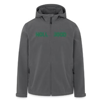 hollywood 70er Schrift Lounge - Recycelte Männer Softshell-Jacke von Stanley/Stella - Anthrazit - Vorne - AI Model Male 185 light (185cm)