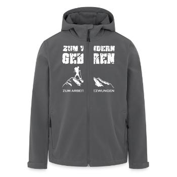 Zum Wandern geboren, zum Arbeiten gezwungen - Recycelte Männer Softshell-Jacke von Stanley/Stella - Anthrazit - Vorne - AI Model Male 185 light (185cm)