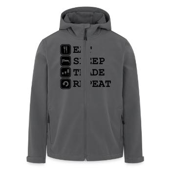 Eat, sleep, Trade, Repeat - Recycelte Männer Softshell-Jacke von Stanley/Stella - Anthrazit - Vorne - AI Model Male 185 light (185cm)