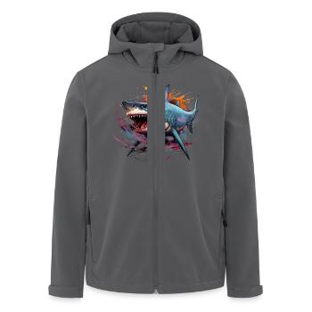 König der Tiefe. Hai im Graffiti-Stil. - Recycelte Männer Softshell-Jacke von Stanley/Stella - Anthrazit - Vorne - AI Model Male 185 light (185cm)