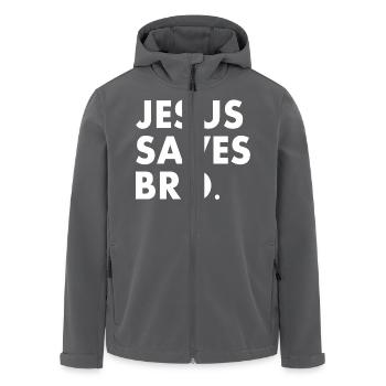 Jesus saves bro - Recycelte Männer Softshell-Jacke von Stanley/Stella - Anthrazit - Vorne - AI Model Male 185 light (185cm)