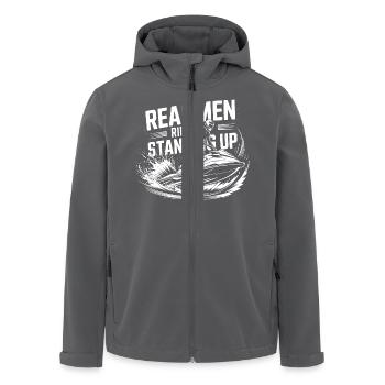 Action und Freiheit erleben - Recycelte Männer Softshell-Jacke von Stanley/Stella - Anthrazit - Vorne - AI Model Male 185 light (185cm)