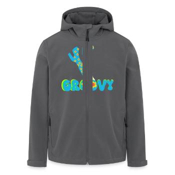 Retro-Vibes Flower Power - Recycelte Männer Softshell-Jacke von Stanley/Stella - Anthrazit - Vorne - AI Model Male 185 light (185cm)