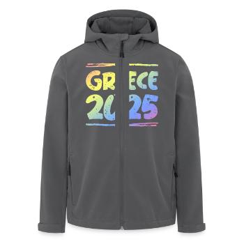 Greece 2025 Bunt - Recycelte Männer Softshell-Jacke von Stanley/Stella - Anthrazit - Vorne - AI Model Male 185 light (185cm)
