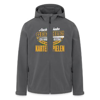 KARTEN SPIELEN - Ich habe auch Gefühle - Recycelte Männer Softshell-Jacke von Stanley/Stella - Anthrazit - Vorne - AI Model Male 185 light (185cm)