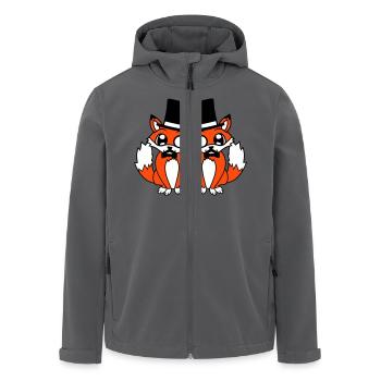 2 Füchse Freunde Zylinder Herren Monokel Brille - Recycelte Männer Softshell-Jacke von Stanley/Stella - Anthrazit - Vorne - AI Model Male 185 light (185cm)
