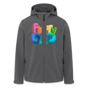 Fluffy Dad – Farbenfrohe, flauschige Typografie - Recycelte Männer Softshell-Jacke von Stanley/Stella - Anthrazit - Vorne - AI Model Male 185 light (185cm)