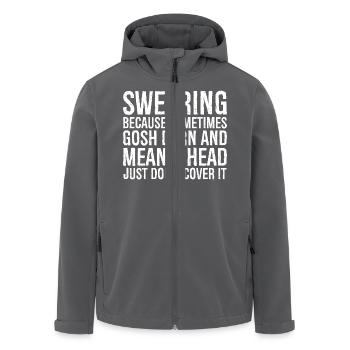 Fluchen, weil manchmal verdammt noch mal gemein ist - Recycelte Männer Softshell-Jacke von Stanley/Stella - Anthrazit - Vorne - AI Model Male 185 light (185cm)