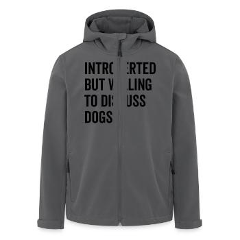 Introvertiert, aber bereit, über Hunde zu diskutieren - Recycelte Männer Softshell-Jacke von Stanley/Stella - Anthrazit - Vorne - AI Model Male 185 light (185cm)