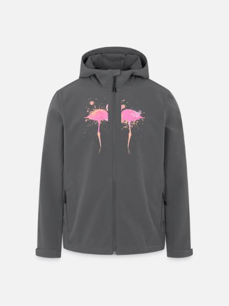 Flamingos Herz - Recycelte Männer Softshell-Jacke von Stanley/Stella - Anthrazit