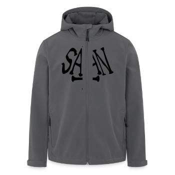 satan text kreuz böse logo - Recycelte Männer Softshell-Jacke von Stanley/Stella - Anthrazit - Vorne - AI Model Male 185 light (185cm)