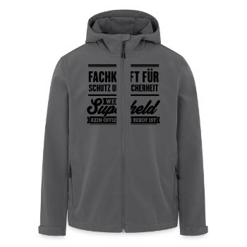 Fachkraft für Schutz und Sicherheit - Recycelte Männer Softshell-Jacke von Stanley/Stella - Anthrazit - Vorne - AI Model Male 185 light (185cm)