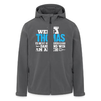 THOMAS - kann es reparieren - Recycelte Männer Softshell-Jacke von Stanley/Stella - Anthrazit - Vorne - AI Model Male 185 light (185cm)