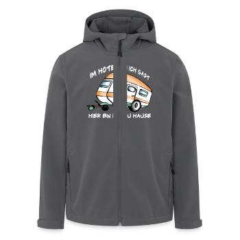 Campingkönig Text weiß - Recycelte Männer Softshell-Jacke von Stanley/Stella - Anthrazit - Vorne - AI Model Male 185 light (185cm)