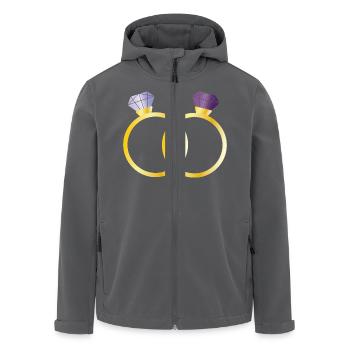Zwei Ringe mit violetten Diamanten - Recycelte Männer Softshell-Jacke von Stanley/Stella - Anthrazit - Vorne - AI Model Male 185 light (185cm)