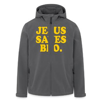 Jesus saves bro - Recycelte Männer Softshell-Jacke von Stanley/Stella - Anthrazit - Vorne - AI Model Male 185 light (185cm)