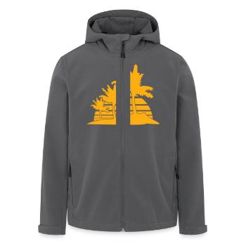 3 Palmen Insel Baum Streifen Sonne Sonnenuntergang - Recycelte Männer Softshell-Jacke von Stanley/Stella - Anthrazit - Vorne - AI Model Male 185 light (185cm)