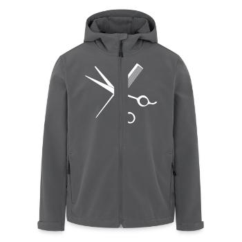 Stylisches Friseur-T-Shirt: Schere & Kamm - Recycelte Männer Softshell-Jacke von Stanley/Stella - Anthrazit - Vorne - AI Model Male 185 light (185cm)