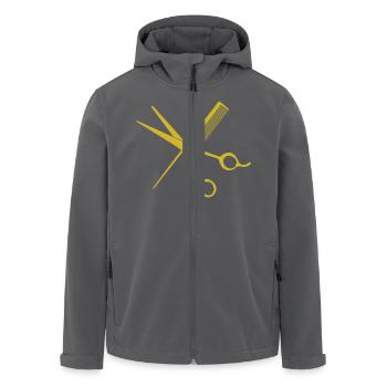 Stylisches Friseur-T-Shirt: Schere & Kamm - Recycelte Männer Softshell-Jacke von Stanley/Stella - Anthrazit - Vorne - AI Model Male 185 light (185cm)
