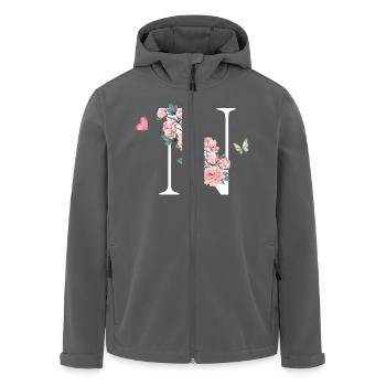 Buchstabe n rosa Blumen - Recycelte Männer Softshell-Jacke von Stanley/Stella - Anthrazit - Vorne - AI Model Male 185 light (185cm)